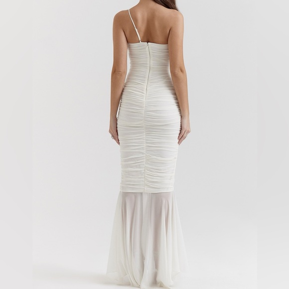 House of CB Pearla ivory ruched maxi dress women’s size small - Picture 12 of 12